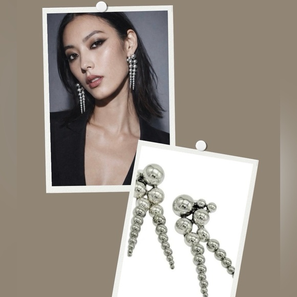 Silver Pearl Cascade Drop Earrings - Elegant Women's Jewelry - Picture 4 of 10